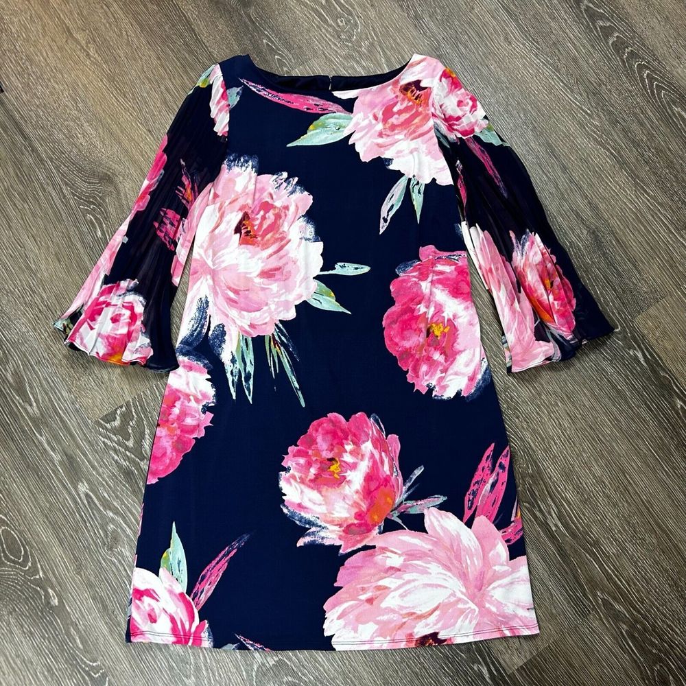 Eliza J NWT Floral Sheer Bell Sleeve Sheath Dress Size 2